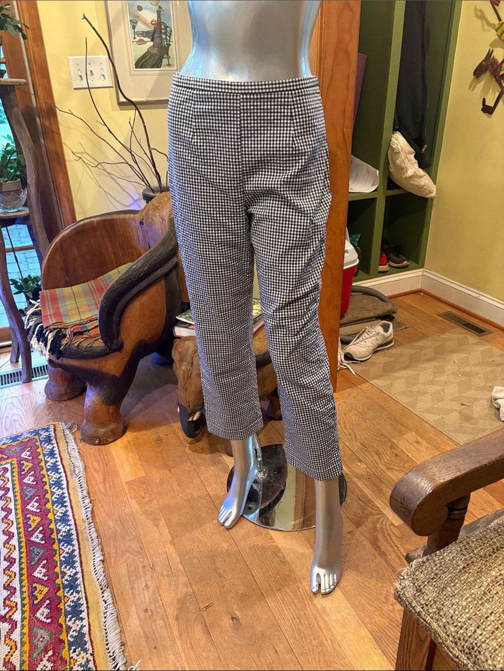 Chico's Black & White Gingham Cropped Pants